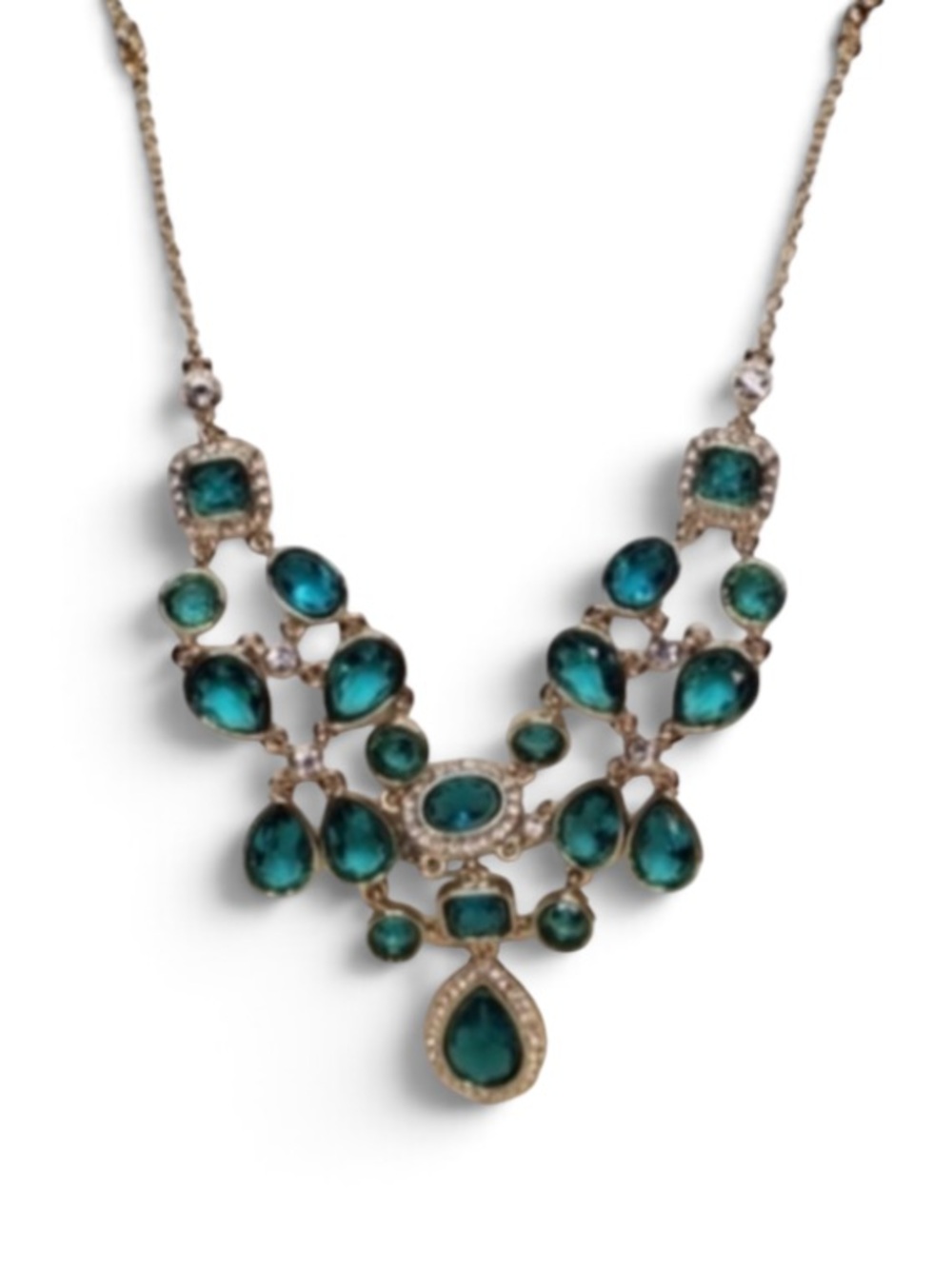 CAROLEE Gemstone Crystal Statement Necklace Gold - Picture 2 of 11